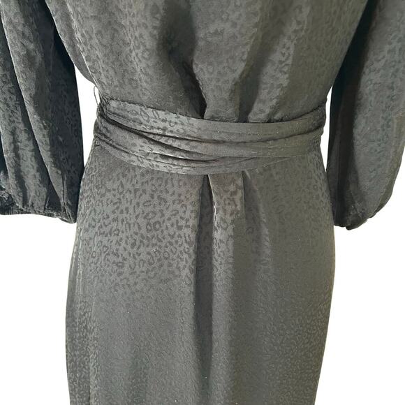 Good American Black Cheetah Print Wrap Dress Romantic Flirty Size 3 (L) - Picture 8 of 10